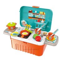 ست اسباب بازی آشپزخانه چمدانی آبی نارنجی کد 956-008 برند Xiong Cheng