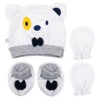 ست کلاه دستکش و پاپوش طرح خرس رنگ سفید پاپو Papo