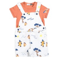 پیشبندی شورتی اسپرت طرح مانکی رنگ سفید ایندیگو indigo