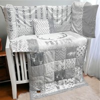 سرویس روتختی 7 تکه طرح گوزن رنگ طوسی لیزا Lisa