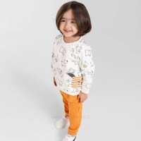 بلوز شلوار پسرانه طرح سگ رنگ نارنجی ایندیگو Indigo