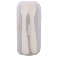 ست قاشق دو عددی سیلیکونی رنگ سفید هی اور شی heorshe