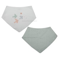 پیشبند دو عددی نخی طرح پرنده رنگ سفید سبز Bibaby