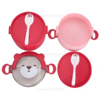 ظرف غذا خرس دو طبقه رنگ سرخابی خارجی