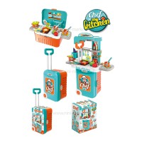 ست اسباب بازی آشپزخانه چمدانی آبی نارنجی کد 956-008 برند Xiong Cheng