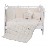 ست روتختی 8 تيکه طرح مرغابی پارچه موسلين رنگ کرم ايسيز Isiz