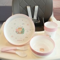 ظرف غذا ۵ تیکه ملامین طرح پلنگ رنگ صورتی کیکابو