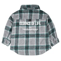 ژاکت پشمی اسپرت طرح چهارخونه رنگ طوسی و سبز