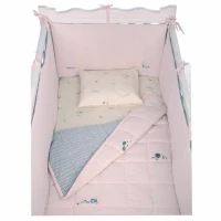 ست روتختي 8 تيکه طرح مرغابي پارچه موسلين رنگ صورتي ايسيز Isiz