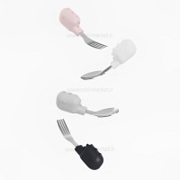 ست قاشق و چنگال طرح دایناسور رنگ طوسی مشکی هیاورشی HeOrShe
