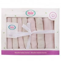 دستمال دست و صورت موسلين دو رو 7 عددي رنگ صورتي ايسيز Isiz