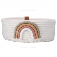 سبد آکسسوری گرد بزرگ طرح رنگین کمان رنگ کرم ایسیز Isiz