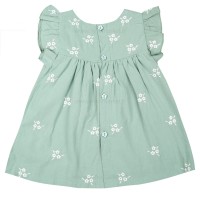 پیراهن دخترانه طرح گل رنگ سبز پاپو papo