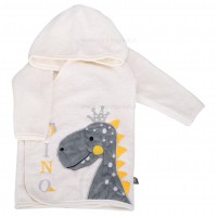 سرویس حوله 5تیکه طرح دایناسور رنگ سفید طوسی مادرکر