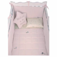 ست روتختي 8 تيکه طرح مرغابي پارچه موسلين رنگ صورتي ايسيز Isiz