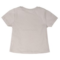 تیشرت شورت دخترانه طرح خونه رنگ کرمی پاپو