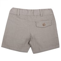 شورت کتان اسپرت طرح خرس رنگ کرمی پاپو papo