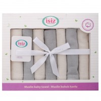 دستمال دست و صورت موسلين دو رو 7 عددي رنگ طوسي ايسيز Isiz