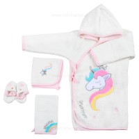 سرویس حوله 5 تیکه اسب تک شاخ دار رنگ سفید Papo