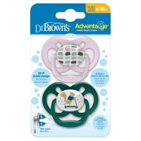 پستانک دو عددی درب دار بادامی 6-18 ماه طرح دار دکتر براون Dr.brown