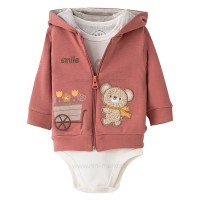 سه تیکه دخترانه طرح خرس رنگ گلبهی نیلی nili