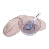 ظرف غذا چسبان و قاشق کیکابو Kikkaboo رنگ طوسی-آبی