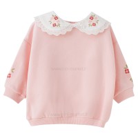 بلوز تک دخترانه یقه دار  رنگ سفید صورتی ایندیگو Indigo