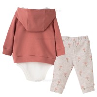 سه تیکه دخترانه طرح خرس رنگ گلبهی نیلی nili