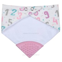 پیشبند سه گوش دندانگیر دار طرح اعداد انگلیسی رنگ صورتی بی‌بی فور لایف babay4life