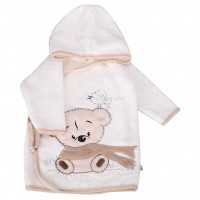 سرویس حوله 5 تیکه طرح خرس و جوجه رنگ کرمی مادرکر