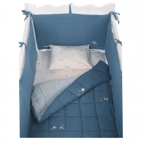 ست روتختي 8 تيکه طرح مرغابي پارچه موسلين رنگ سرمه اي ايسيز Isiz