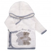 سرویس حوله 5 تیکه طرح دو خرس رنگ  سفید طوسی مادر کر