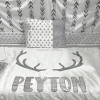 سرویس روتختی 7 تکه طرح گوزن رنگ طوسی لیزا Lisa