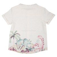 شومیز شورت پسرانه مدل دانی طرح دایناسور رنگ سبز ایندیگو indigo