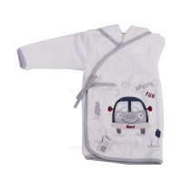 ست 5 تکه حوله نوزادی پاپو papo طرح ماشین رنگ سفید-طوسی