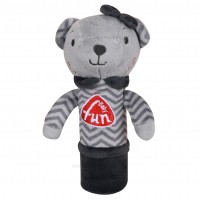 جغجغه سوسیسی طرح خرس دختر رنگ طوسی baby fun