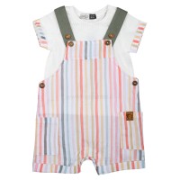 پیشبندی شورتی اسپرت طرح راه راه رنگ سفید Indigo