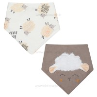 پیشبند سه گوش 2 عددی طرح گوسفند رنگ خاکی پاپو Papo