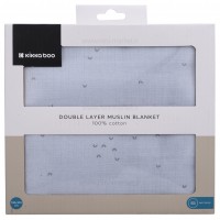 دورپیچ نخی دو لایه طرح ساده رنگ آبی کیکابو