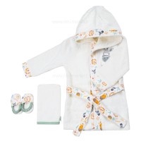 سرویس حوله 4 تیکه جعبه ای طرح حیوانات رنگ سبز Papo