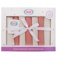 دستمال دست و صورت موسلين دو رو 7 عددي رنگ گلبهي ايسيز Isiz