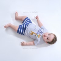 شورت پادار طرح Friend رنگ سرمه اي نيلي Nili