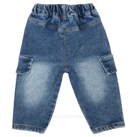 شلوار جین اسپرت طرح بغل جیب رنگ آبی خارجی