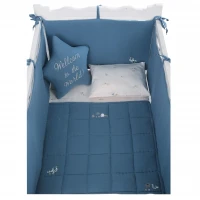 ست روتختي 8 تيکه طرح مرغابي پارچه موسلين رنگ سرمه اي ايسيز Isiz