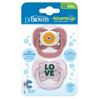 پستانک دو عددی درب دار بادامی 0-6 ماه طرح دار دکتر براون Dr.brown