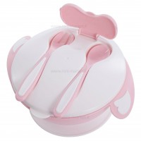 ظرف غذا چسبان و قاشق کیکابو Kikkaboo رنگ صورتی