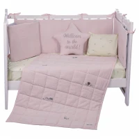 ست روتختي 8 تيکه طرح مرغابي پارچه موسلين رنگ صورتي ايسيز Isiz