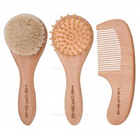 شانه برس 3 تیکه چوبی جعبه طوسی heorshe