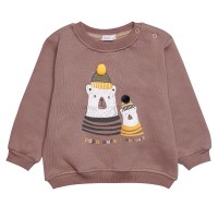 بلوز شلوار پسرانه طرح دو خرس رنگ قهو ه ای پاپو papo