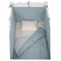 خرید ست روتختي 8 تيکه طرح مرغابي پارچه موسلين رنگ کله غازي ايسيز Isiz